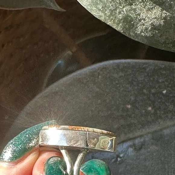 Navajo Boulder Turquoise Sterling Silver Ring by Scott Skeets - Picture 6 of 6